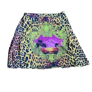 Versace for H&M Leopard Print Skirt 100% Silk Size 6